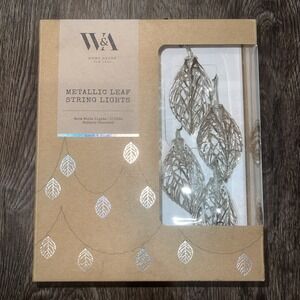 Leaf  Filigree String Lights Battery Silver LED 10ft. 10 Lights Garden Plant